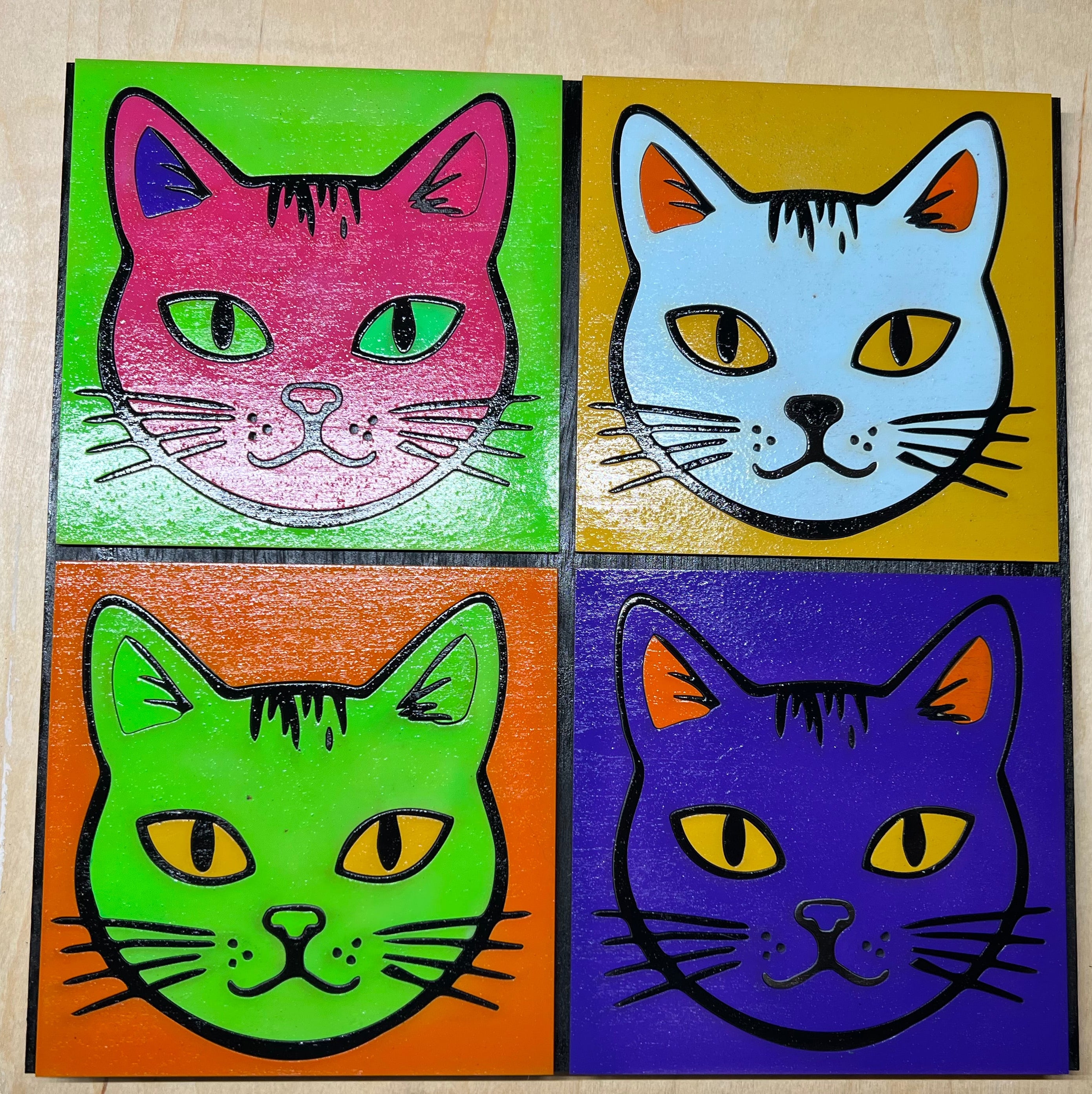 4 cats Warhol style wall decor