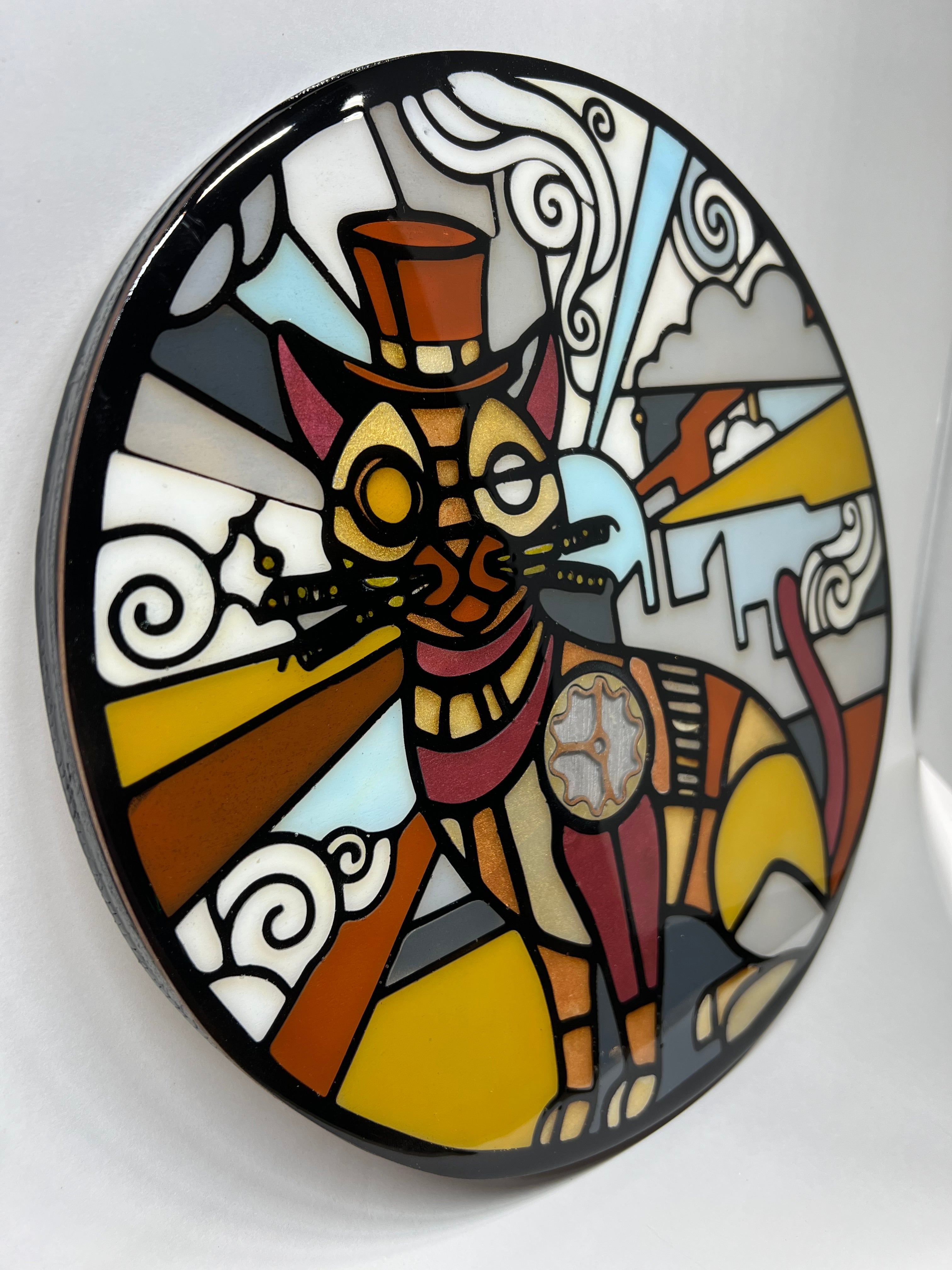 Steampunk stained-glass inspired wall decoration