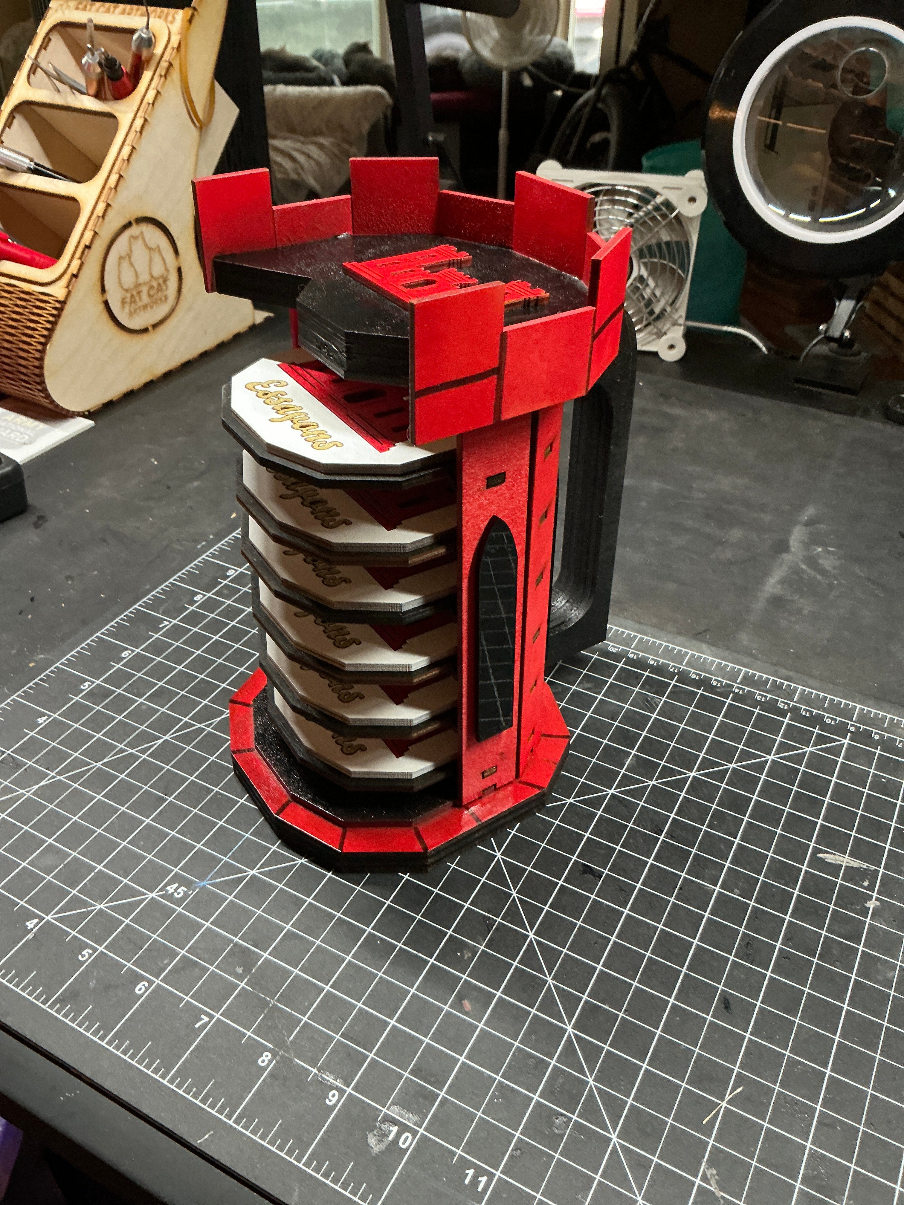 Essayons!  Set of 6 coasters with engineer-styled castle tower
