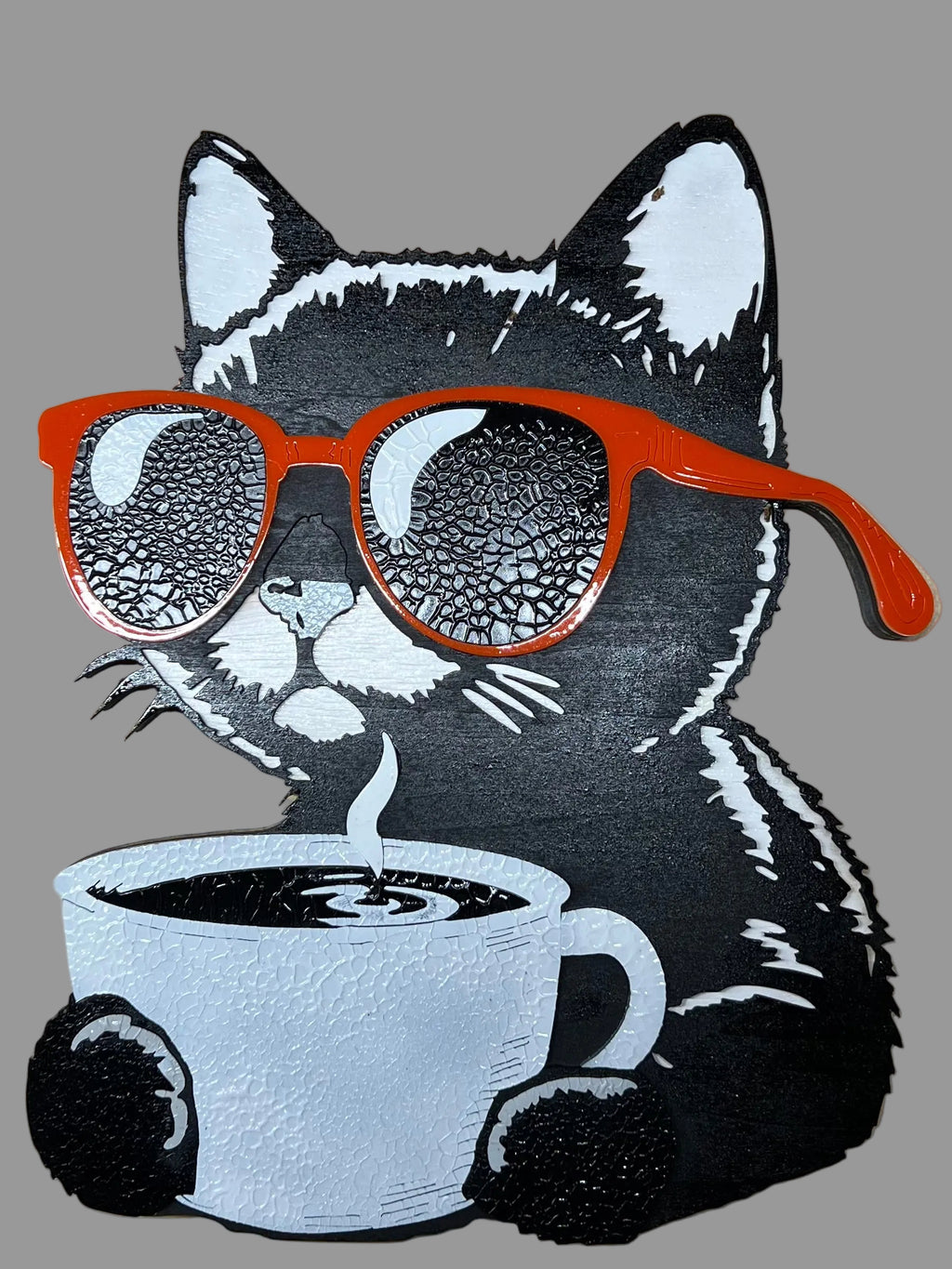 Cat with sunglasses coffee wall decor