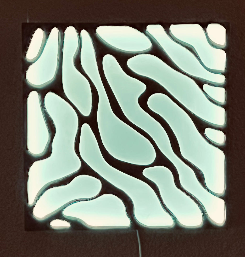 Abstract art wall decor with lighting
