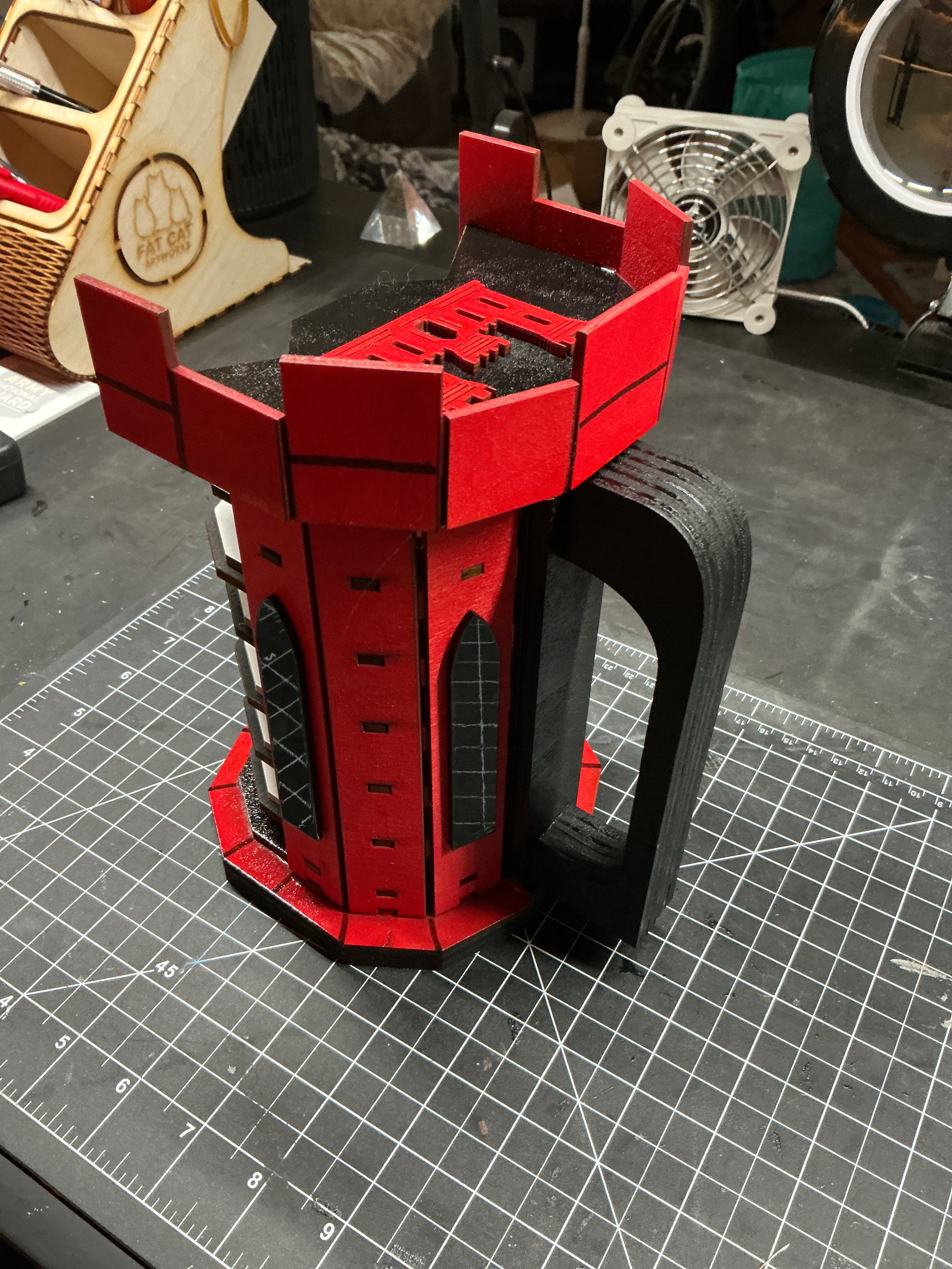 Essayons!  Set of 6 coasters with engineer-styled castle tower