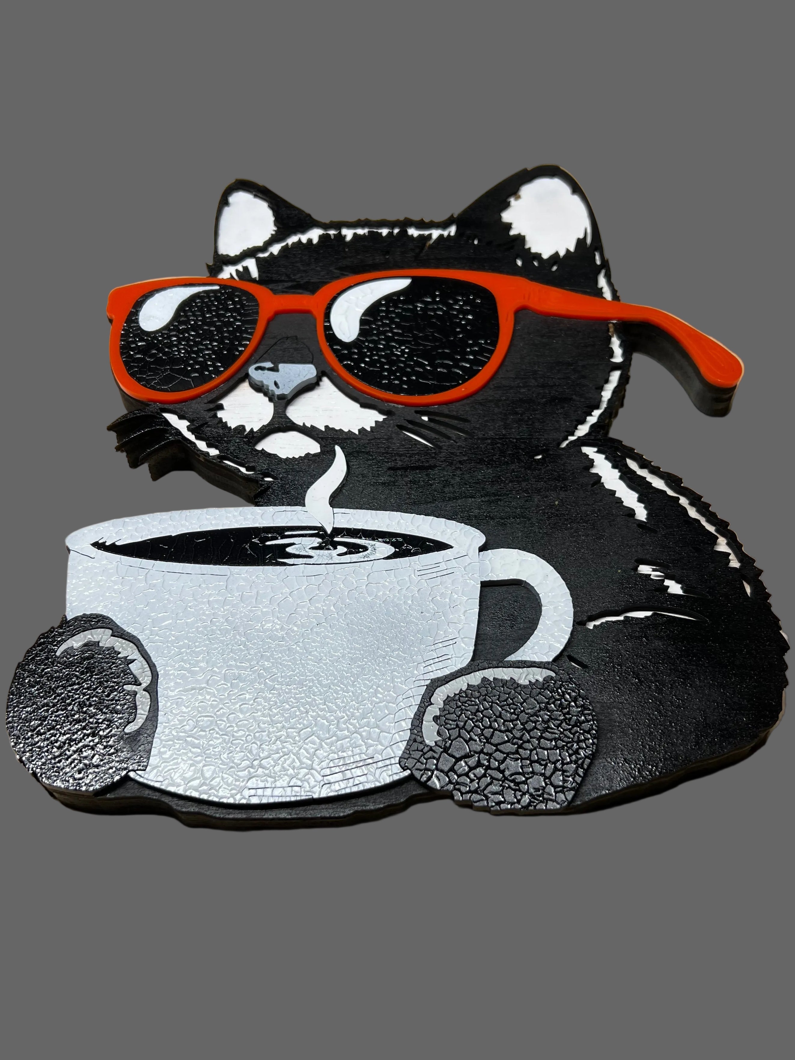 Cat with sunglasses coffee wall decor