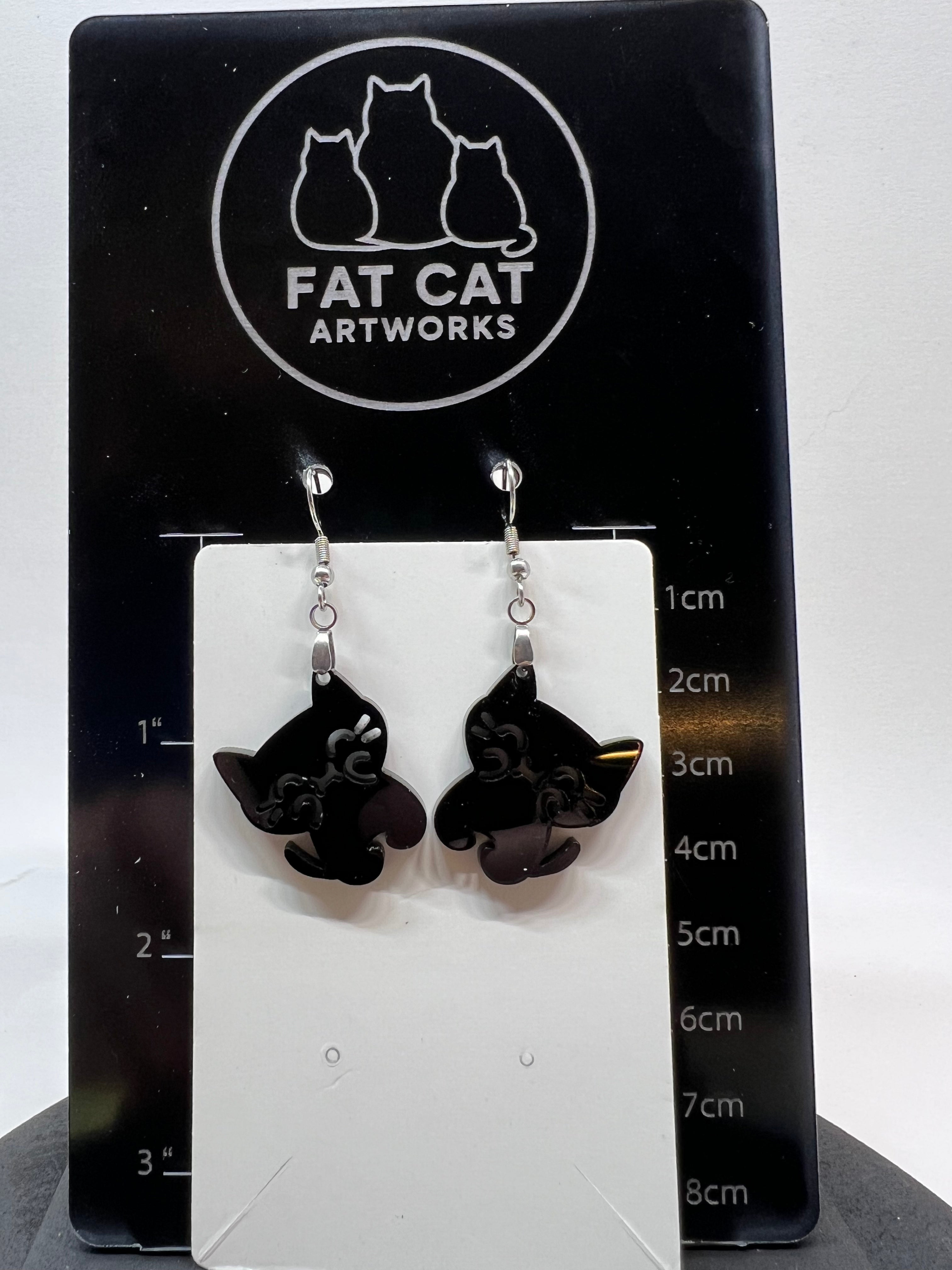 Happy cat acrylic earrings