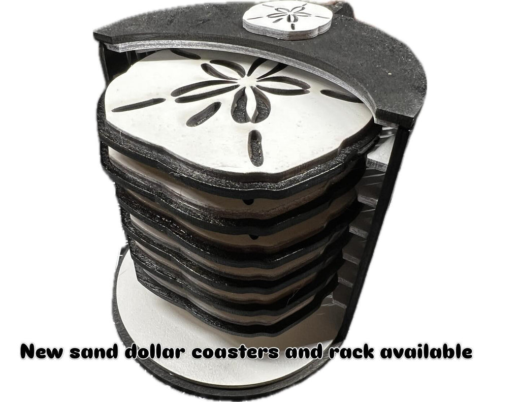 Sand dollar coasters(6) with holder.