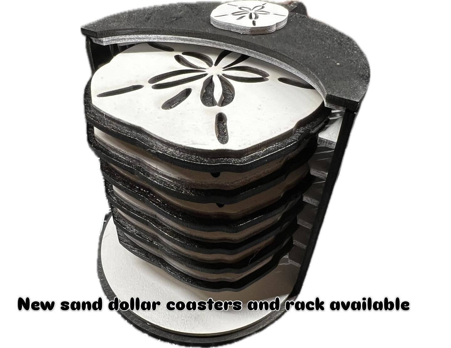 Sand dollar coasters(6) with holder.