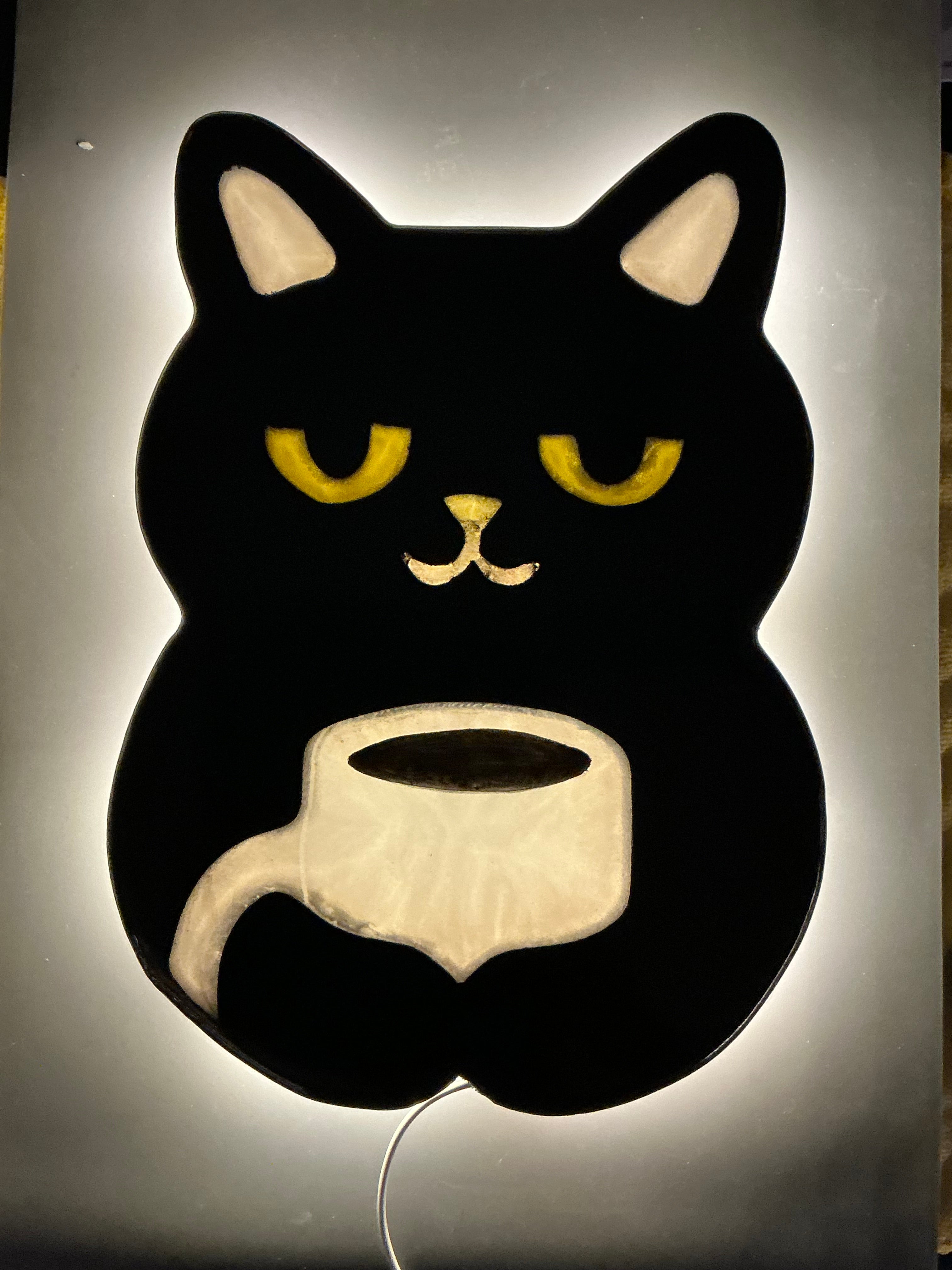 Cat with coffee wall decoration